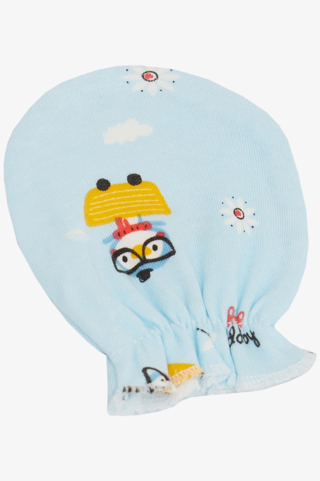 BRE Breeze Newborn Baby Mittens with Goggle Bird Pattern Light Blue - Bagnolet