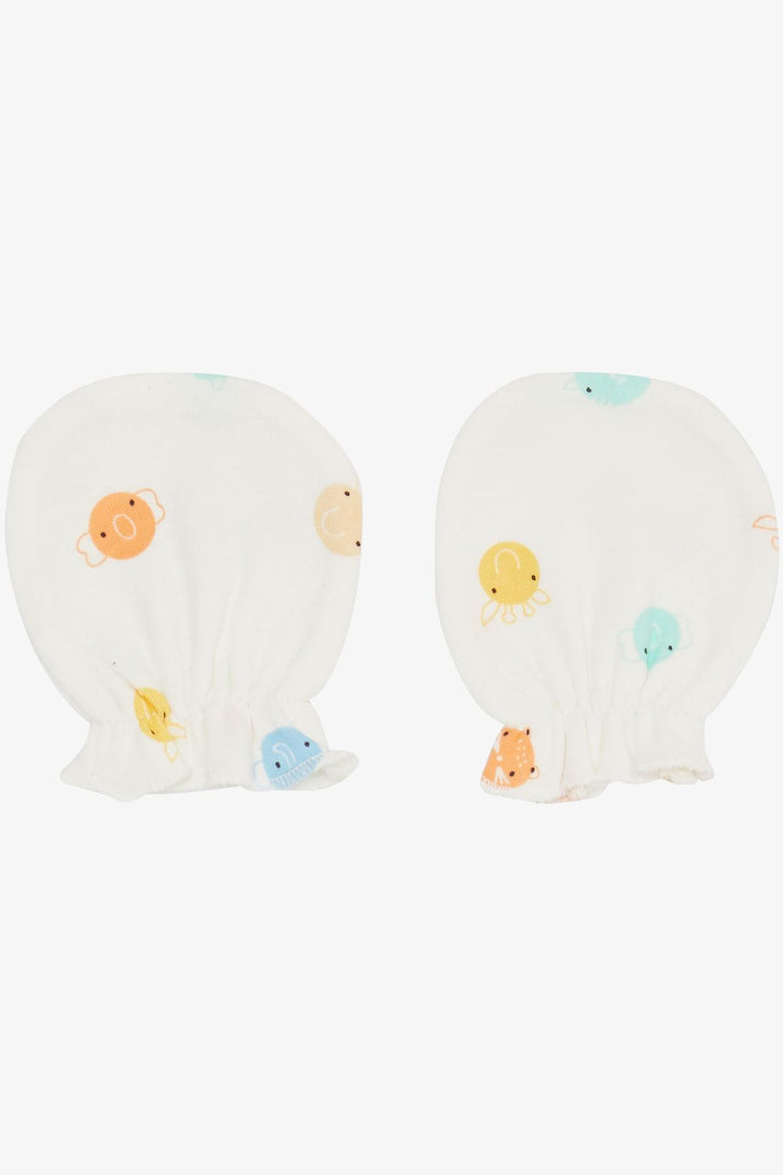BRE Breeze Newborn Baby Mittens with Animal Pattern in Ecru - Bountiful