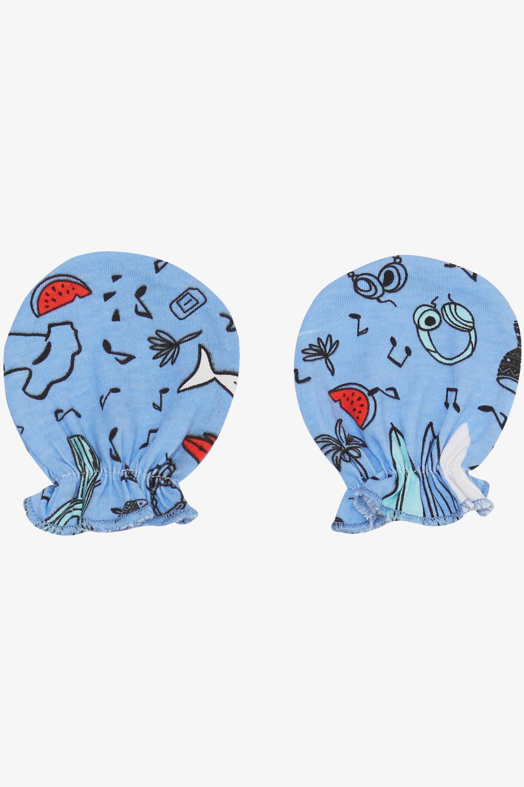 BRE Breeze Newborn Baby Mittens Music Themed Fish Patterned Blue - Indianapolis