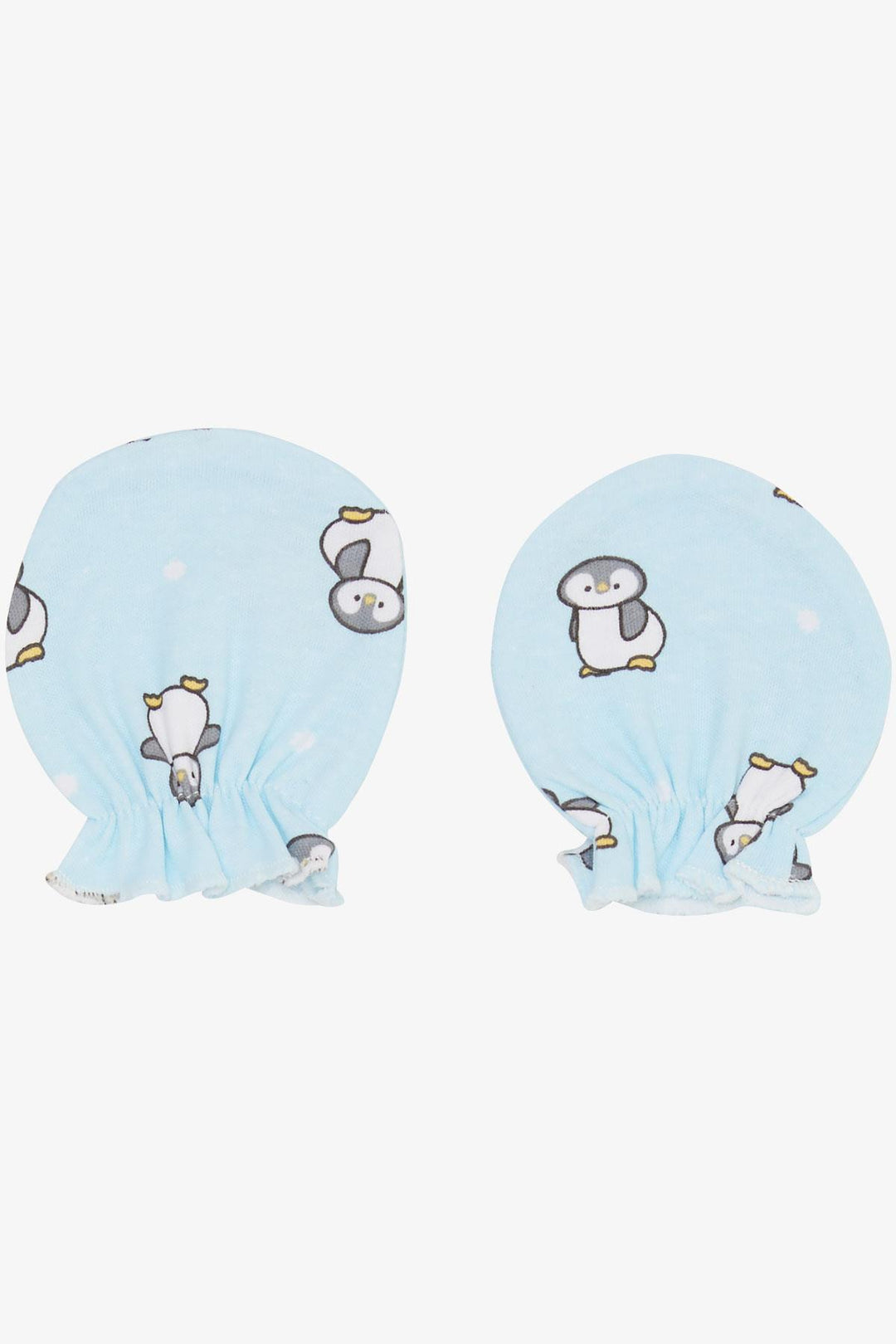 BRE Breeze Newborn Baby Mittens with Penguin Pattern Light Blue - Mishawaka