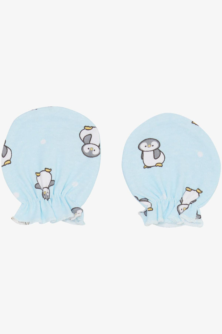 BRE Breeze Newborn Baby Mittens with Penguin Pattern Light Blue - Mishawaka