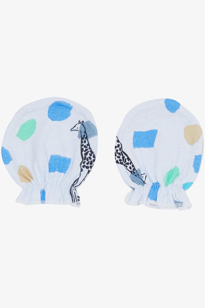 BRE Breeze Newborn Baby Mittens Giraffe Pattern Light Blue - Capannori