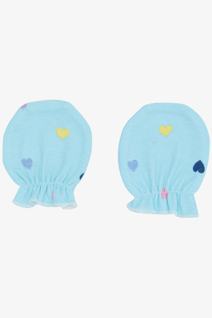BRE Breeze Newborn Baby Mittens Colorful Heart Pattern Light Blue - Rochester