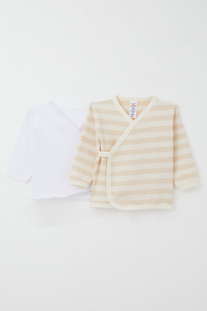 BRE Breeze Newborn Baby Inside Out Snap Fastener 2-Piece Bodysuit Striped 0-3 Months, Cream - Boyarka
