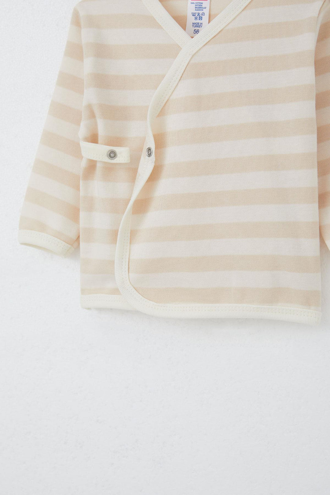 BRE Breeze Newborn Baby Inside Out Snap Fastener 2-Piece Bodysuit Striped 0-3 Months, Cream - Boyarka
