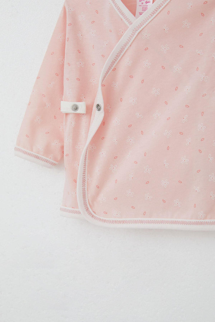 BRE Breeze Newborn Baby Internal External Snap Fastener 2-Piece Bodysuit Flower Patterned 0-3 Months, Powder - Worcester
