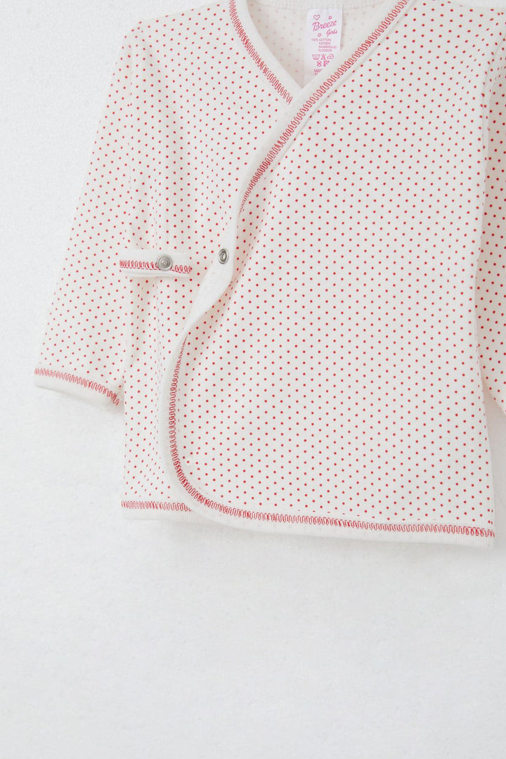 BRE Breeze Newborn Baby Internal External Snap Fastener 2-Piece Bodysuit Polka Dot Patterned 0-3 Months, White - Grimsby