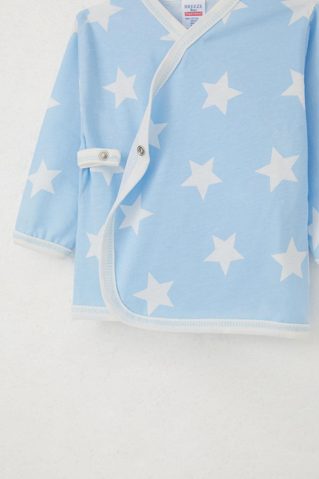 BRE Breeze Newborn Baby Inner and Outer Snap Fastener 2-Piece Bodysuit Star Patterned 0-3 Months, Light Blue - Fontenay-sous-Bois