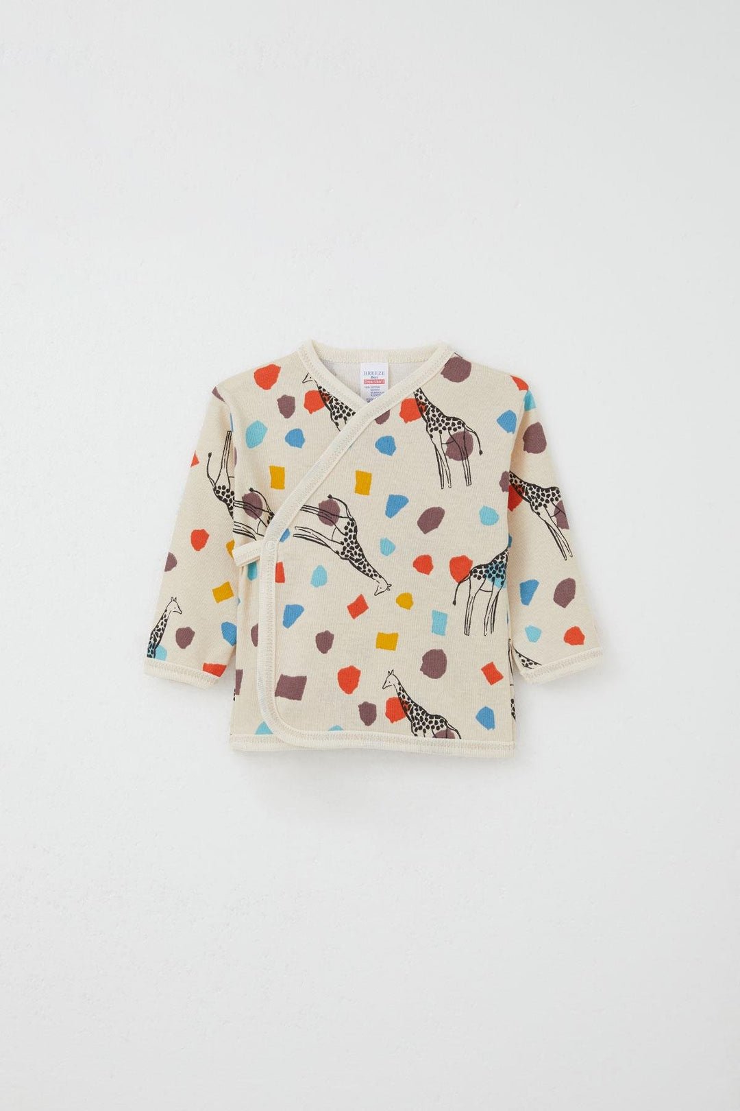 BRE Breeze Newborn Baby Internal External Snap Fastener 2-Piece Bodysuit Giraffe Patterned 0-3 Months, Beige - Great Falls