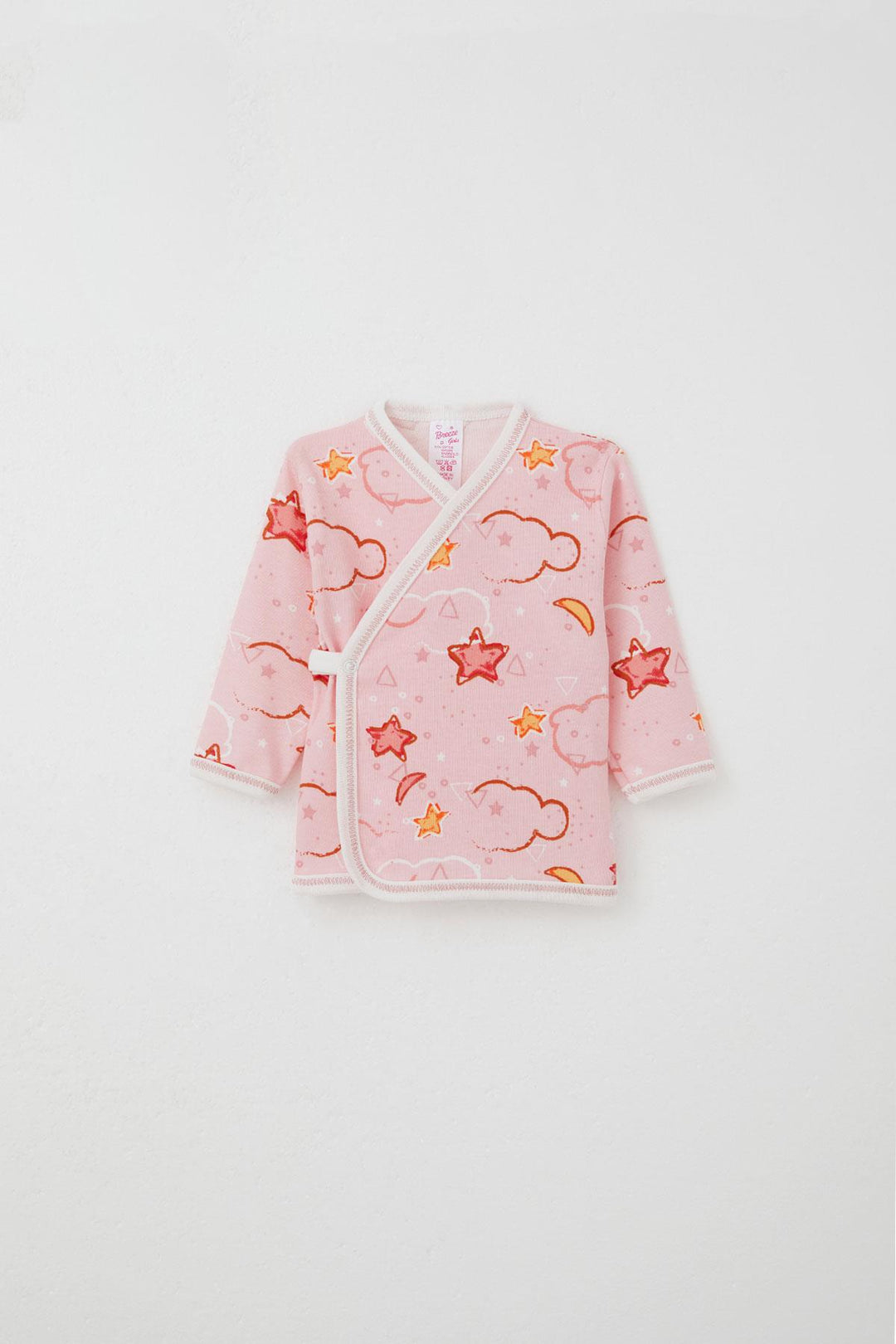 BRE Breeze Newborn Baby Internal External Snap Fastener 2-Piece Bodysuit Star Patterned 0-3 Months, Pink - Blainville