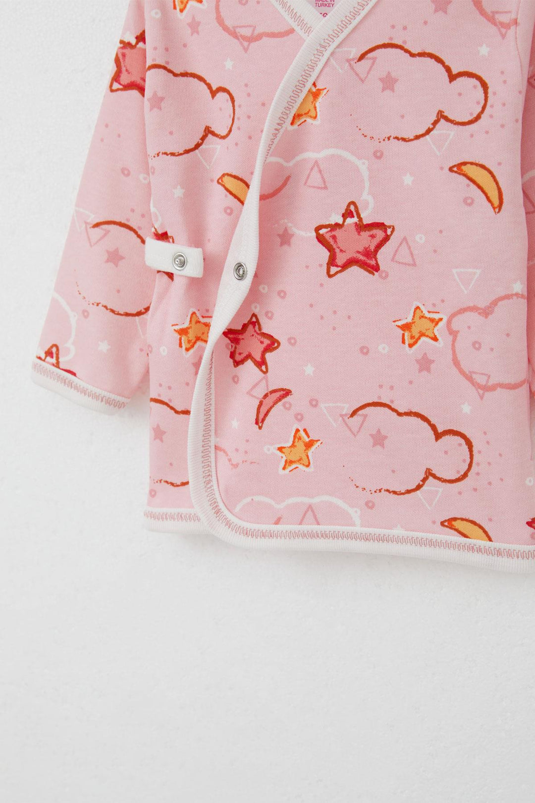 BRE Breeze Newborn Baby Internal External Snap Fastener 2-Piece Bodysuit Star Patterned 0-3 Months, Pink - Blainville