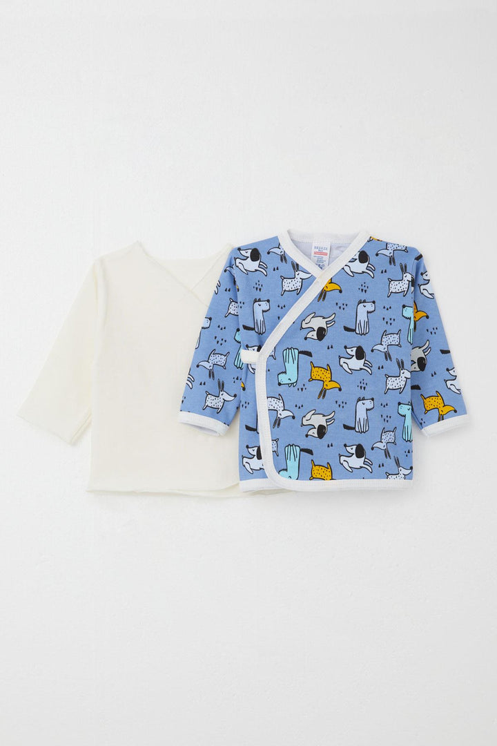 BRE Breeze Newborn Baby Internal External Snap Fastener 2-Piece Bodysuit Cute Puppy Patterned 0-3 Months, Blue - San Luis Río Colorado