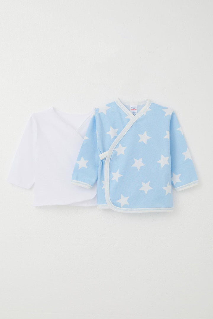 BRE Breeze Newborn Baby Inner and Outer Snap Fastener 2-Piece Bodysuit Star Patterned 0-3 Months, Light Blue - Fontenay-sous-Bois