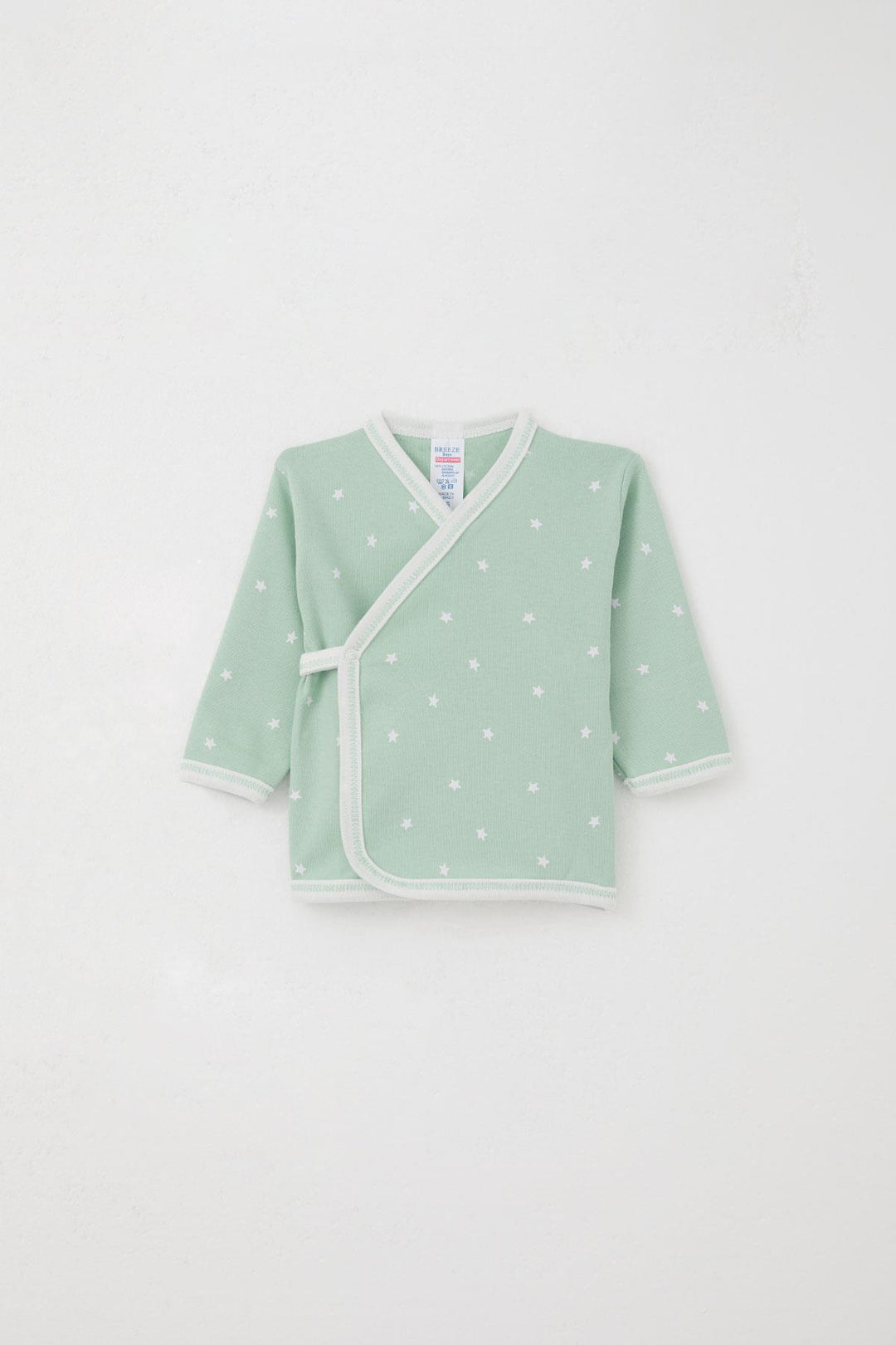 BRE Breeze Newborn Baby Internal External Snap Fastener 2-Piece Bodysuit Star Patterned 0-3 Months, Water Green - Sun City
