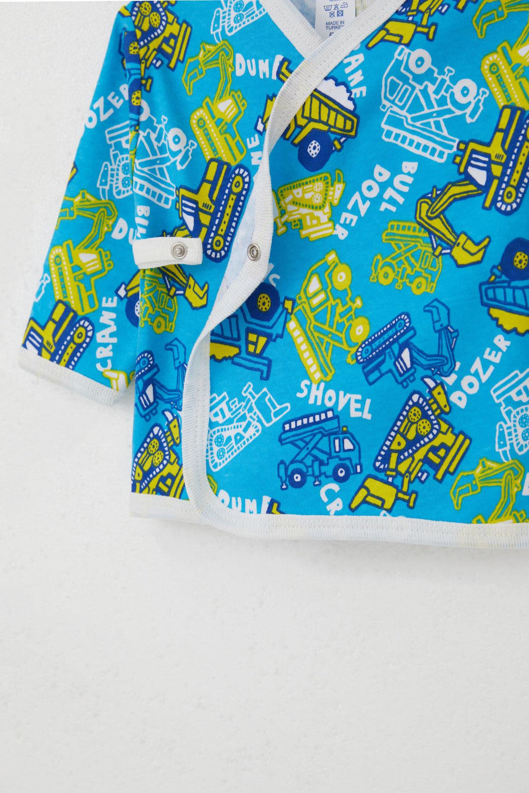 BRE Breeze Newborn Baby Internal External Snap Fastener 2-Piece Bodysuit Construction Machine Patterned 0-3 Months, Blue - Oosterhout