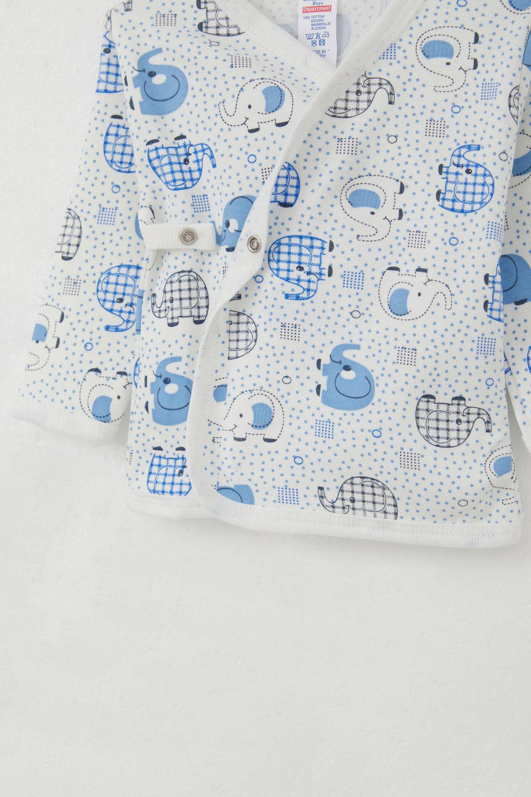 BRE Breeze Newborn Baby Inner and Outer Snap Fastener 2-Piece Bodysuit Elephant Pattern 0-3 Months, White - Rochester