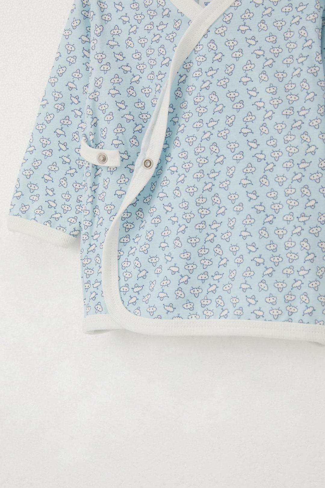 BRE Breeze Newborn Baby Inner and Outer Snap Fastener 2-Piece Bodysuit Cute Cloud Patterned 0-3 Months, Light Blue - Queens