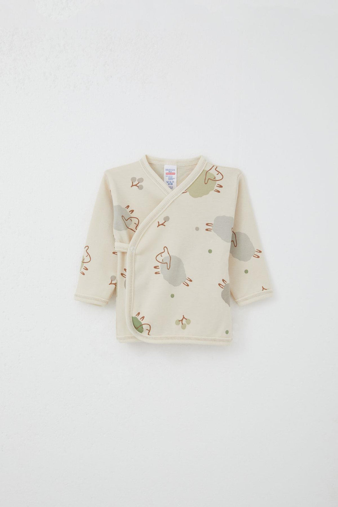 BRE Breeze Newborn Baby Internal External Snap Fastener 2-Piece Bodysuit Cute Lamb Patterned 0-3 Months, Beige - Barendrecht