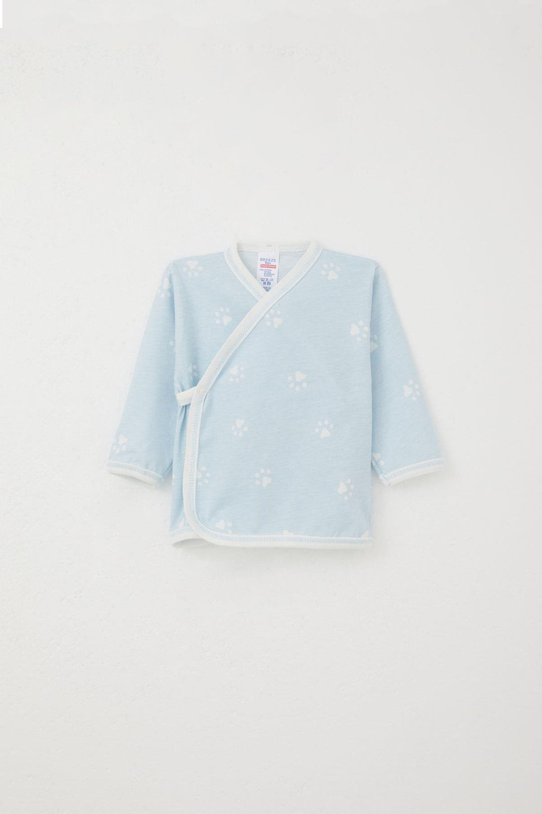 BRE Breeze Newborn Baby Inner and Outer Snap Fastener 2-Piece Bodysuit Paw Patterned 0-3 Months, Light Blue - Westminster