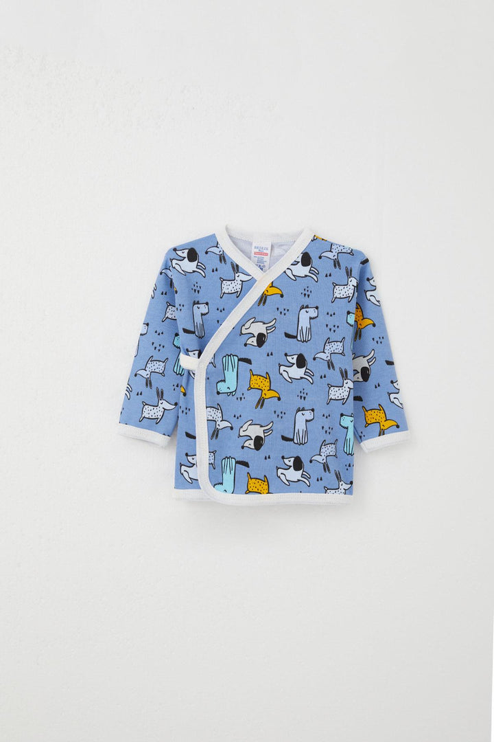 BRE Breeze Newborn Baby Internal External Snap Fastener 2-Piece Bodysuit Cute Puppy Patterned 0-3 Months, Blue - San Luis Río Colorado