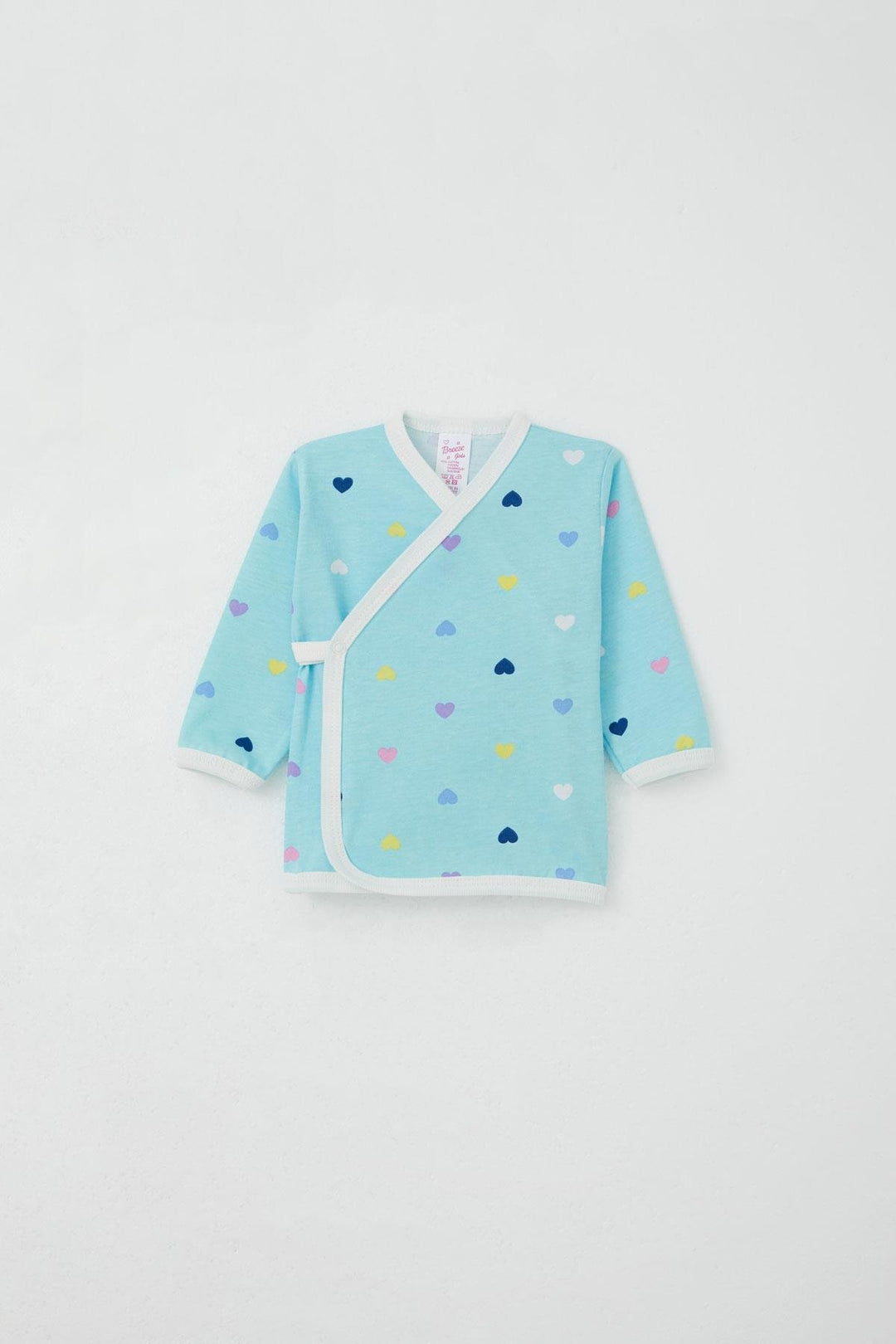 BRE Breeze Newborn Baby Internal External Snap Fastener 2-Piece Bodysuit Heart Patterned 0-3 Months, Turquoise - Roswell