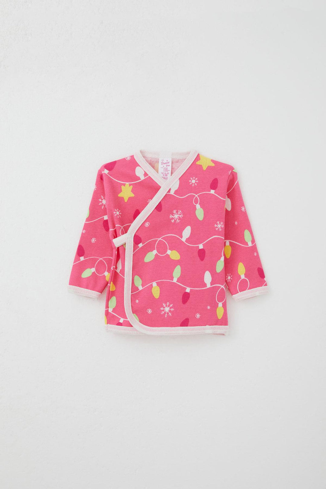 BRE Breeze Newborn Baby Internal External Snap Fastener 2-Piece Bodysuit Christmas Themed 0-3 Months, Pink - San Juan