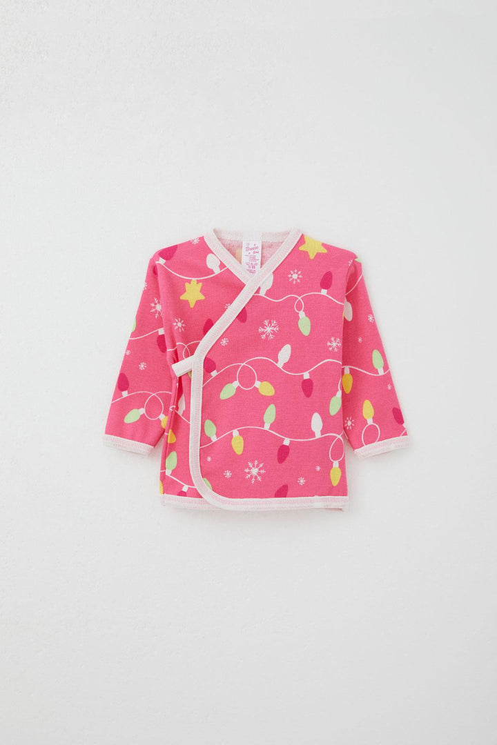 BRE Breeze Newborn Baby Internal External Snap Fastener 2-Piece Bodysuit Christmas Themed 0-3 Months, Pink - San Juan