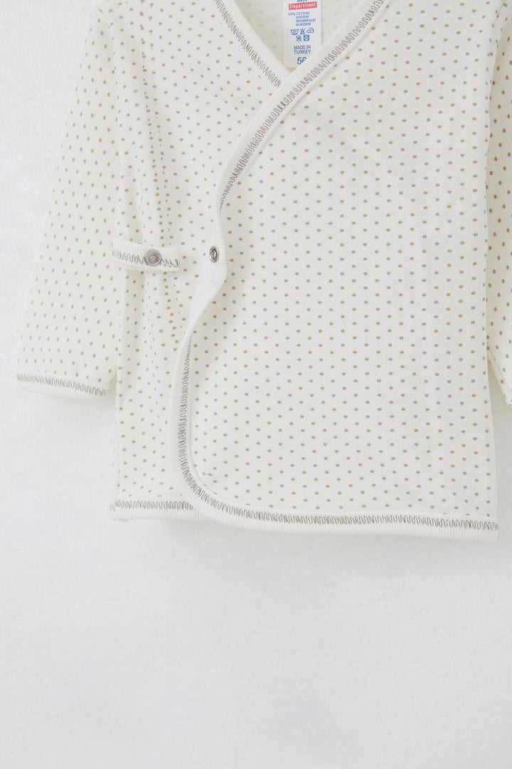 BRE Breeze Newborn Baby Inside Out Snap Fastener 2-Piece Bodysuit Polka Dot Patterned 0-3 Months, Ecru - Papenburg