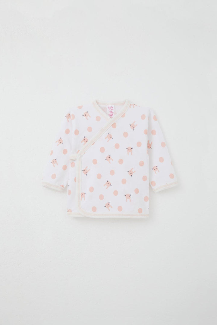 BRE Breeze Newborn Baby Inner and Outer Snap Fastener 2-Piece Bodysuit Rabbit Patterned 0-3 Months, Ecru - Lakewood