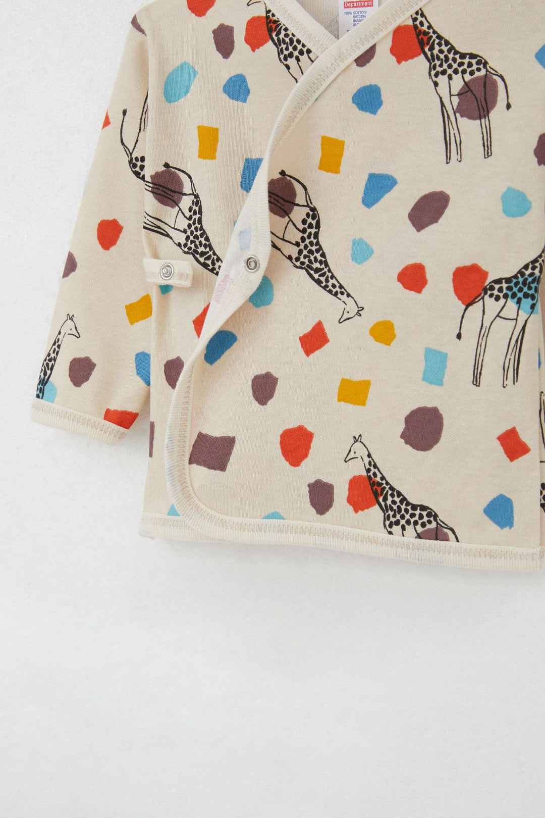 BRE Breeze Newborn Baby Internal External Snap Fastener 2-Piece Bodysuit Giraffe Patterned 0-3 Months, Beige - Great Falls
