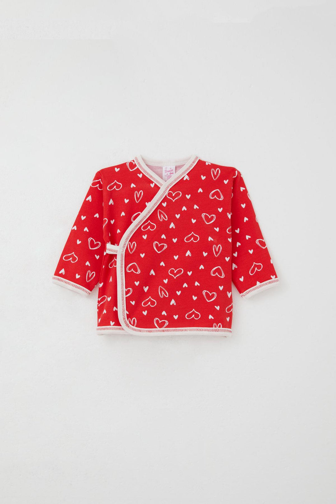 BRE Breeze Newborn Baby Internal External Snap Fastener 2-Piece Bodysuit Heart Patterned 0-3 Months, Red - Ponferrada