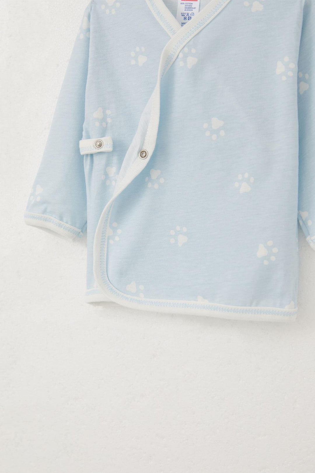 BRE Breeze Newborn Baby Inner and Outer Snap Fastener 2-Piece Bodysuit Paw Patterned 0-3 Months, Light Blue - Westminster