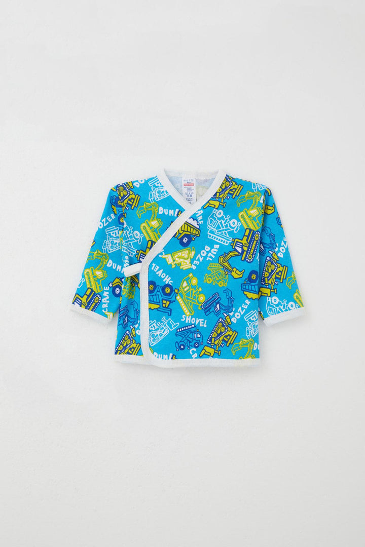 BRE Breeze Newborn Baby Internal External Snap Fastener 2-Piece Bodysuit Construction Machine Patterned 0-3 Months, Blue - Oosterhout