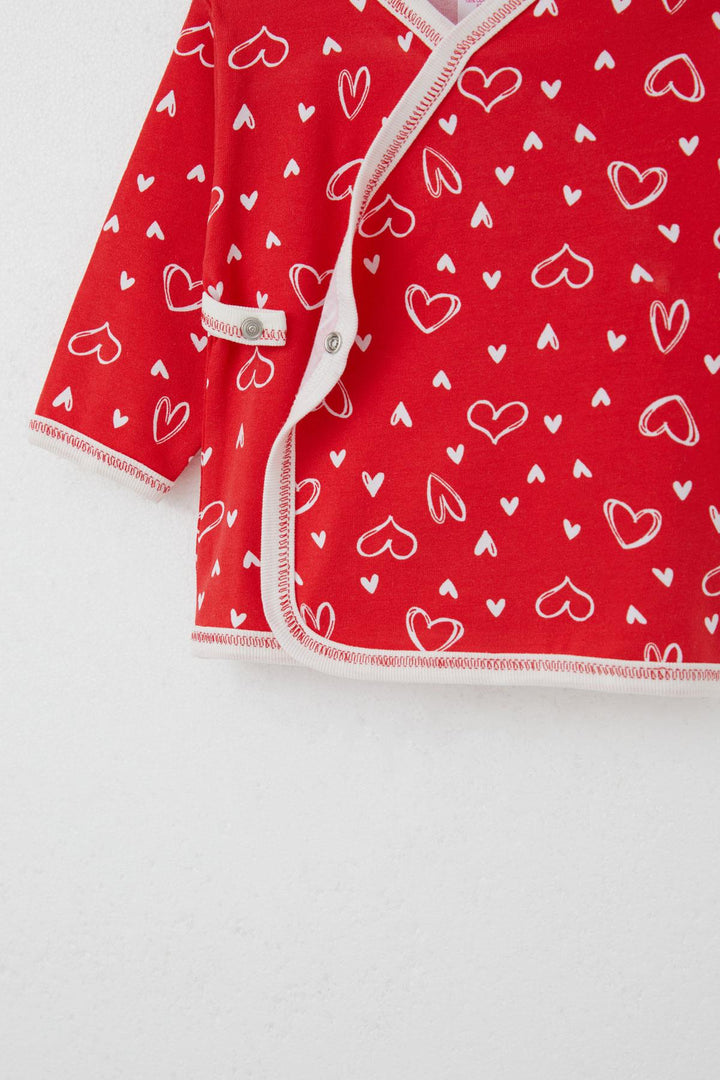 BRE Breeze Newborn Baby Internal External Snap Fastener 2-Piece Bodysuit Heart Patterned 0-3 Months, Red - Ponferrada