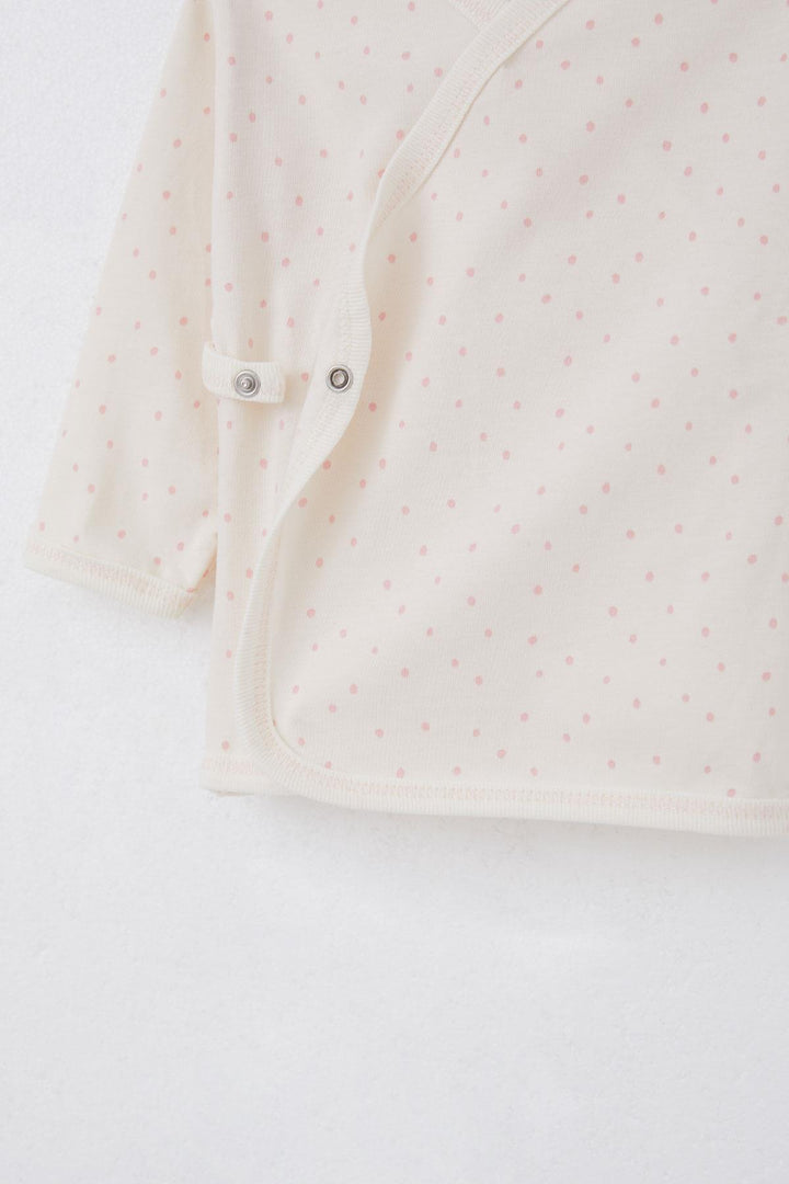 BRE Breeze Newborn Baby Internal External Snap Fastener 2-Piece Bodysuit Polka Dot Patterned 0-3 Months, Cream - Toretsk