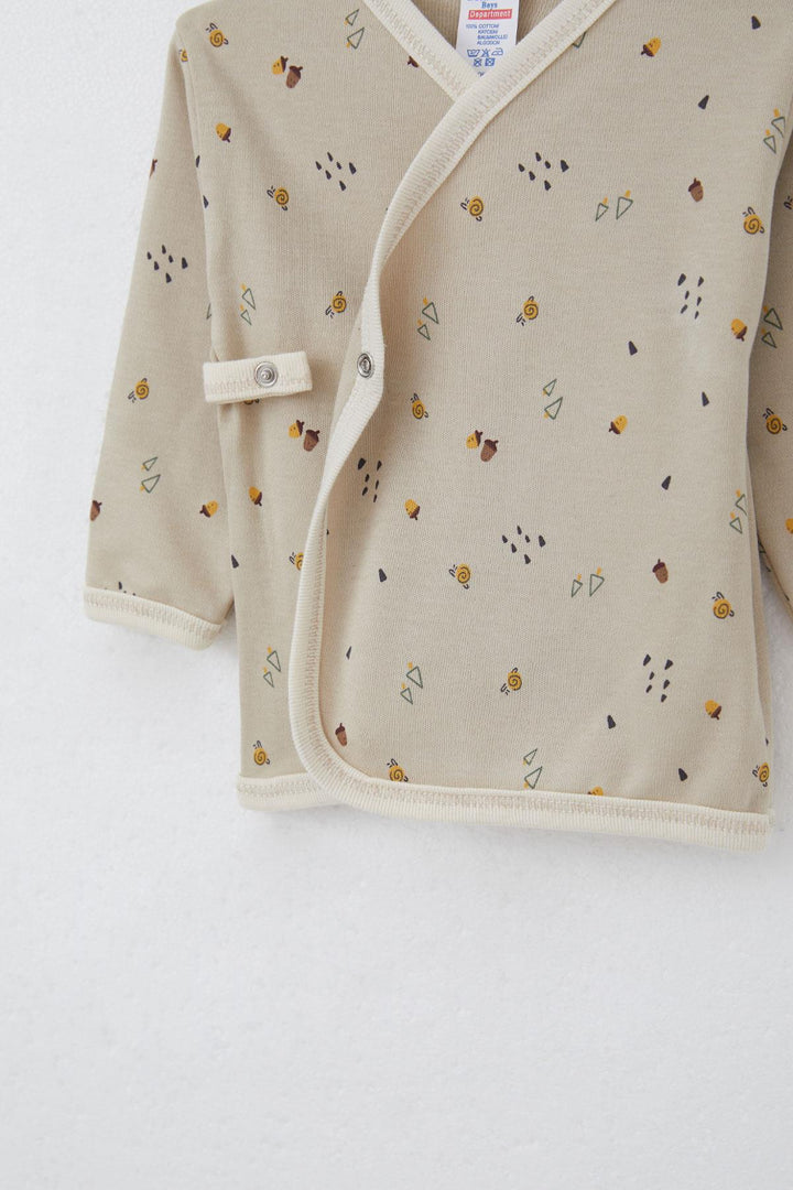 BRE Breeze Newborn Baby Internal External Snap Fastener 2-Piece Bodysuit Oak Acorn Patterned 0-3 Months, Mink - Heroica Matamoros