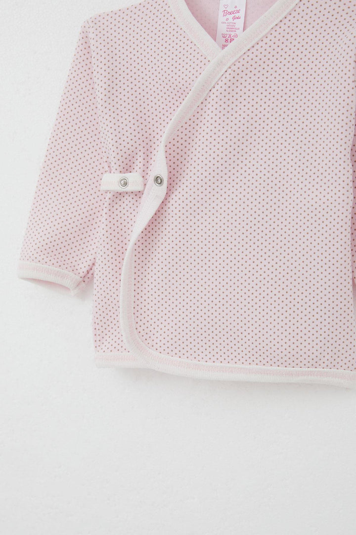 BRE Breeze Newborn Baby Internal External Snap Fastener 2-Piece Bodysuit Polka Dot Patterned 0-3 Months, Pink - Cuenca