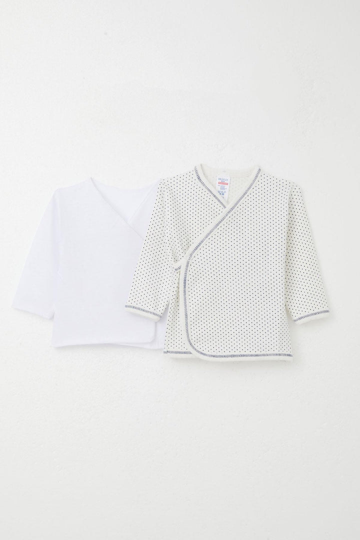 BRE Breeze Newborn Baby Internal External Snap Fastener 2-Piece Bodysuit Polka Dot Patterned 0-3 Months, White - Airdrie