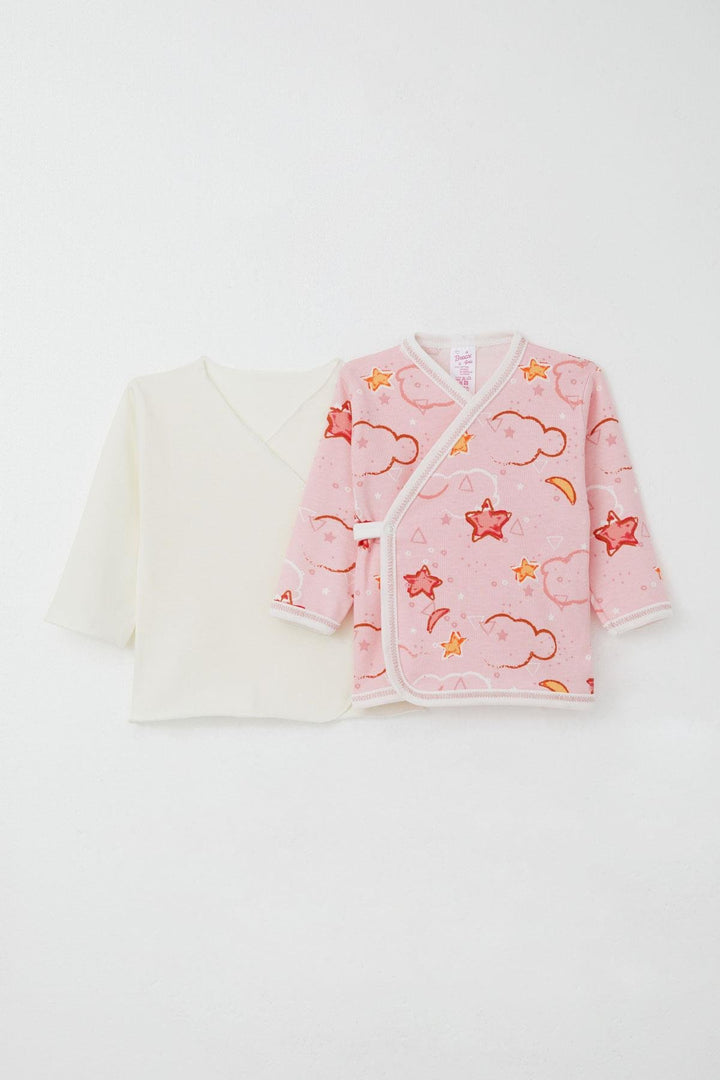 BRE Breeze Newborn Baby Internal External Snap Fastener 2-Piece Bodysuit Star Patterned 0-3 Months, Pink - Blainville