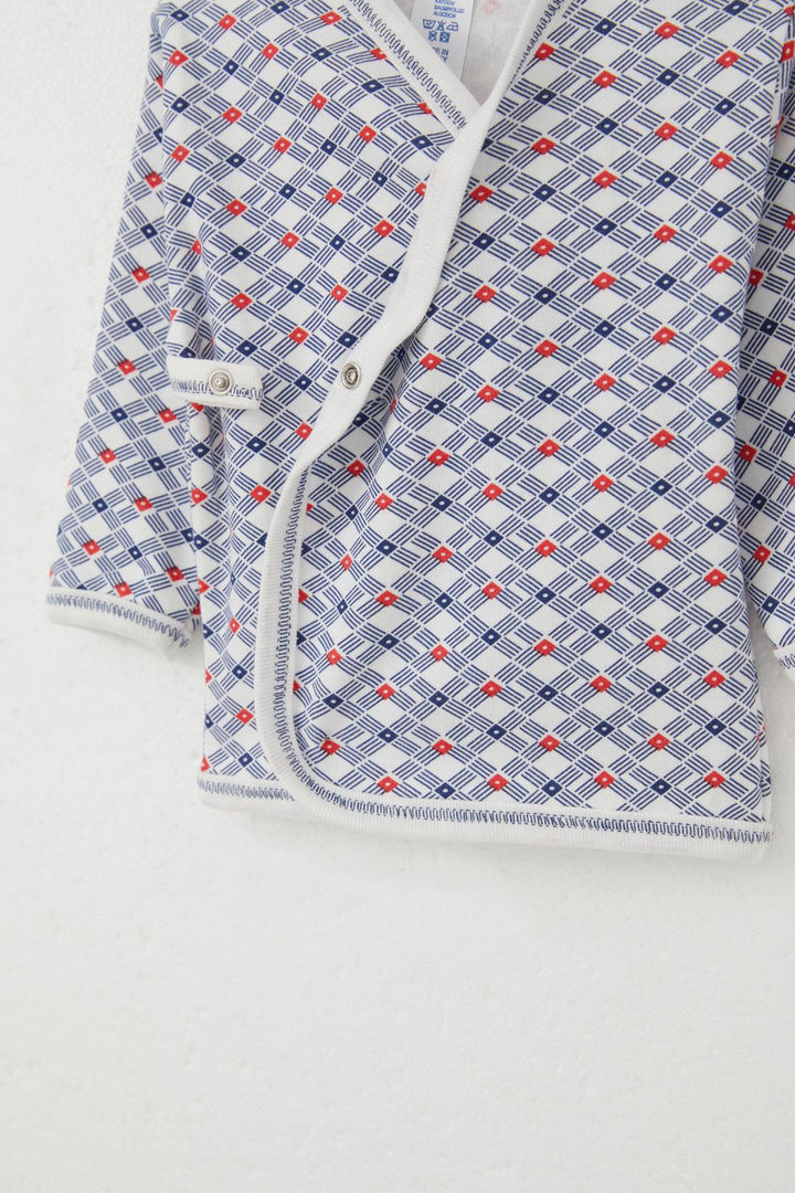 BRE Breeze Newborn Baby Internal External Snap Fastener 2-Piece Bodysuit Patterned 0-3 Months, White - Concord