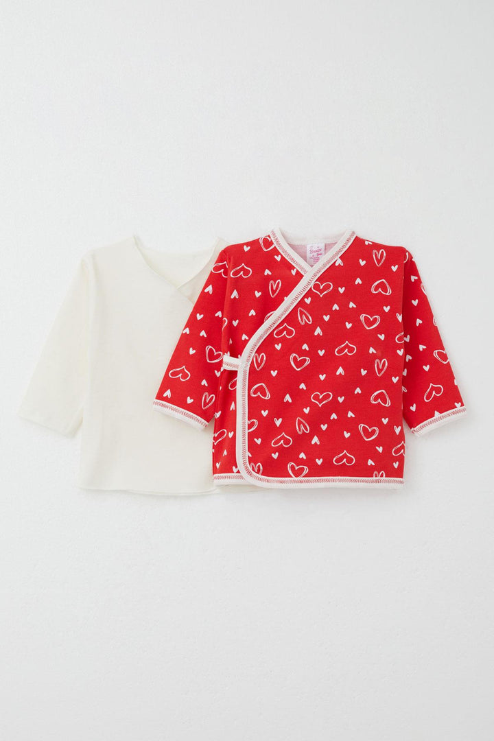 BRE Breeze Newborn Baby Internal External Snap Fastener 2-Piece Bodysuit Heart Patterned 0-3 Months, Red - Ponferrada