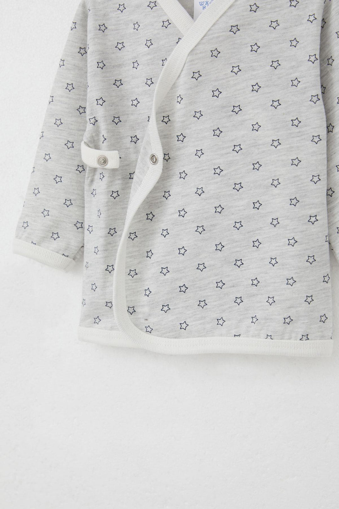 BRE Breeze Newborn Baby Internal External Snap Fastener 2-Piece Bodysuit Star Patterned 0-3 Months, Light Grey Melange - Benidorm