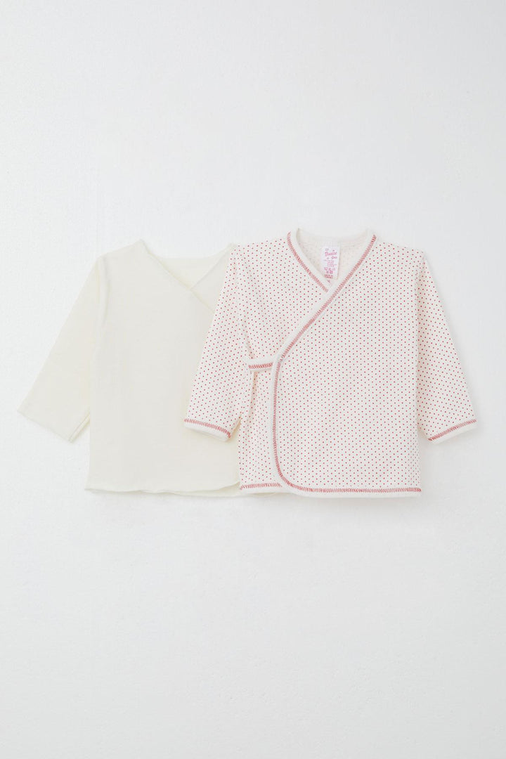 BRE Breeze Newborn Baby Internal External Snap Fastener 2-Piece Bodysuit Polka Dot Patterned 0-3 Months, White - Grimsby