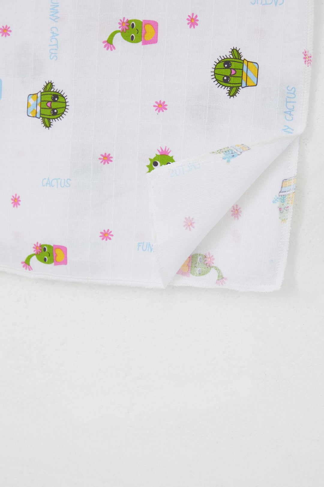 BRE Breeze Newborn Baby Muslin Blanket Fun Cacti Standard, White - Hoogvliet