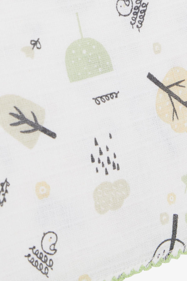 BRE Breeze Newborn Baby Muslin Blanket Spring Themed Bird Pattern Ecru - King’s Lynn