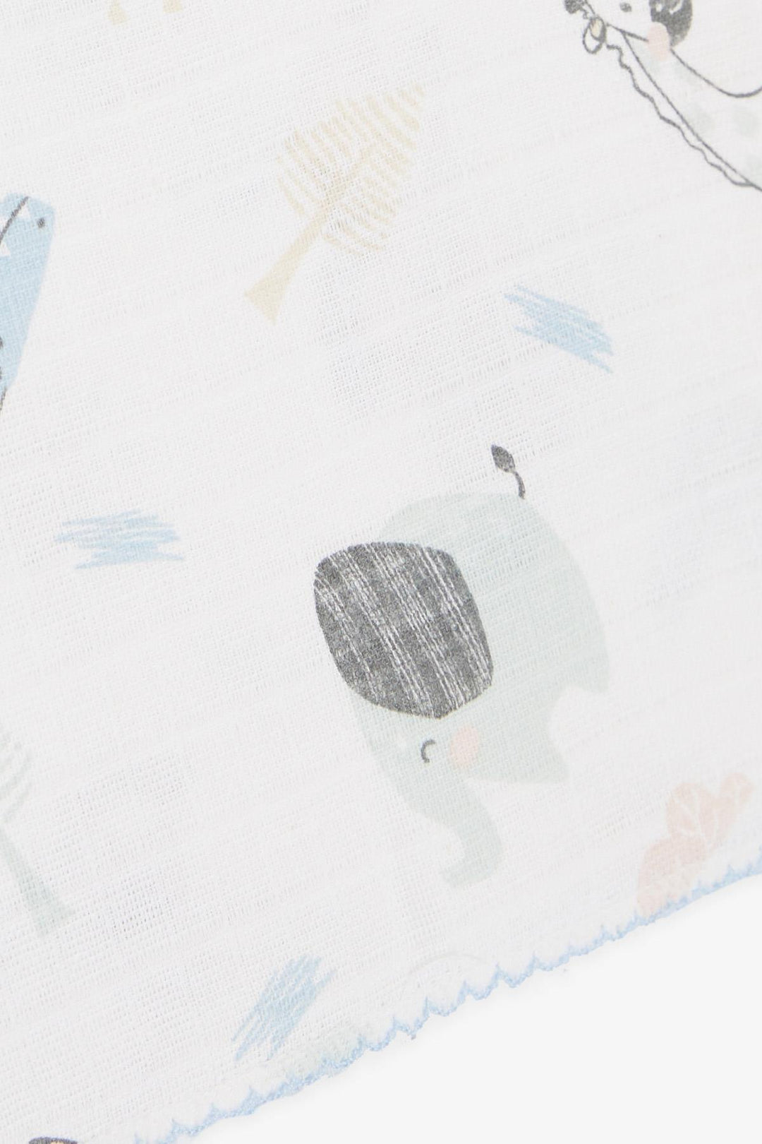 BRE Breeze Newborn Baby Muslin Blanket with Cute Animal Pattern White - Pombal