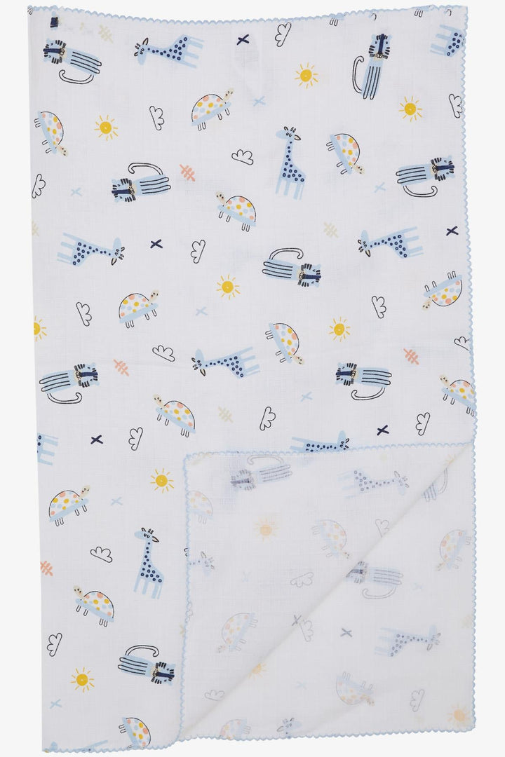 BRE Breeze Newborn Baby Muslin Blanket Forest Themed Animal Patterned White - Charleville-Mézières