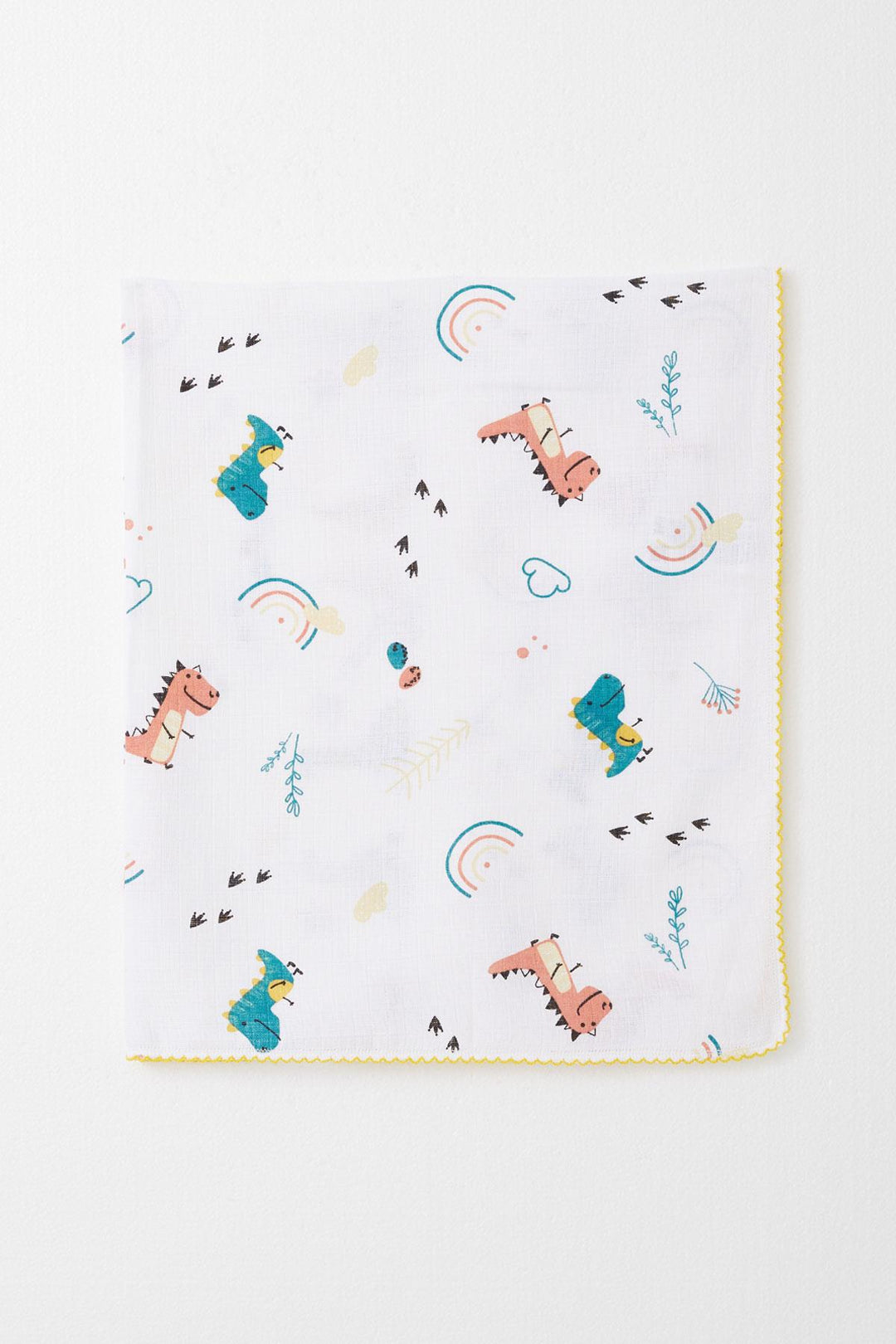 BRE Breeze Newborn Baby Muslin Blanket with Dinosaur Pattern White - Potenza
