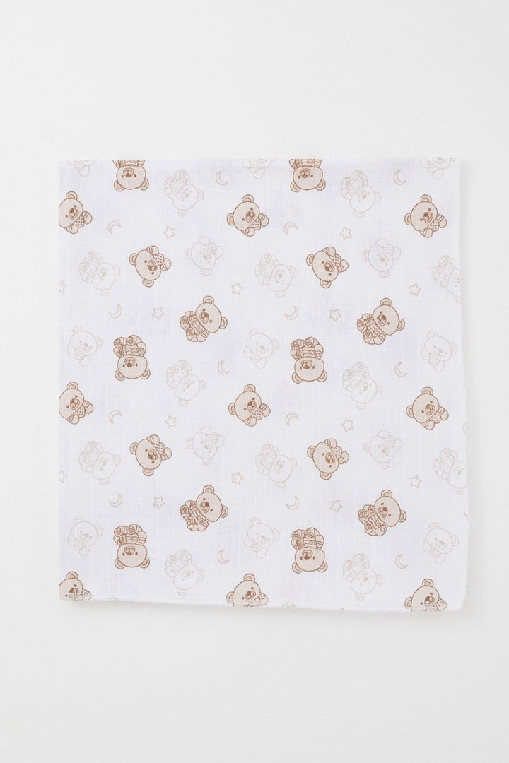 BRE Breeze Newborn Baby Muslin Blanket Cute Baby Bear Patterned Standard, Ecru - El Ejido