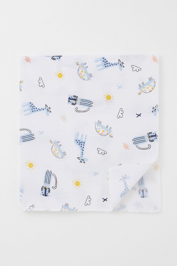 BRE Breeze Newborn Baby Muslin Blanket with Cute Animal Pattern, Standard, White - Greifswald